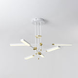 Contemporary Led Chandelier Light - Black/Gold Or White/Gold 6-Light Acrylic Pendant For Bedroom