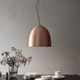 Modern Metal Domed Hanging Light - 1 Suspension Pendant For Dining Room Black/Copper Finish Copper
