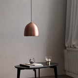 Modern Metal Domed Hanging Light - 1 Suspension Pendant For Dining Room Black/Copper Finish