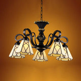 Yellow Glass Cone Chandelier Baroque Ceiling Suspension Lamp (5/6/8 Lights Black) 5 /