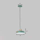 Minimalist Metal Drum Pendant Ceiling Light With 1 Hanging Lamp In Green - Ideal For Dining Room