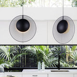 Round Metal Pendant Light In Black - 14’/18’ For Dining Room