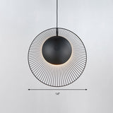 Simple Round Metal Hanging Light In Black - 14/18 Wide 1 Drop Pendant For Dining Room