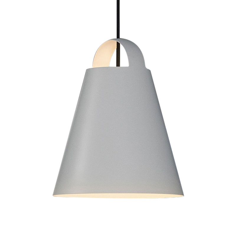 Modernist Trumpet Ceiling Light With Metal Shade - Black/White Suspension Fixture