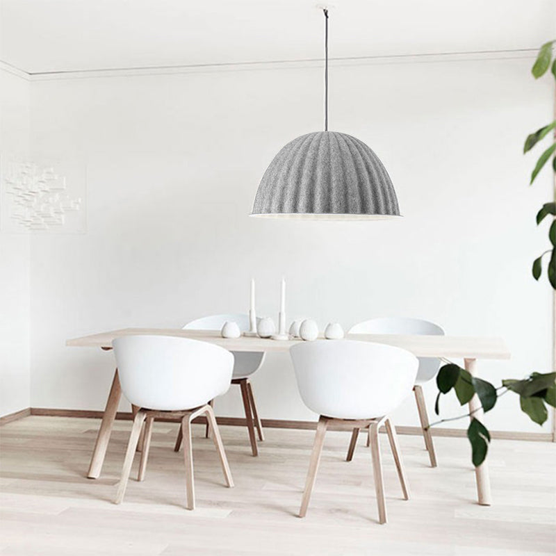 Modern Grey Bowl Metal Pendant Light For Living Room Ceiling - 1 Head Suspension Lamp
