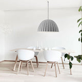 Modern Grey Bowl Metal Pendant Light For Living Room Ceiling - 1 Head Suspension Lamp