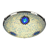 Baroque Stained Glass Flushmount Lighting - Yellow & Blue 2/3/4 Light 12/16/19.5 Wide