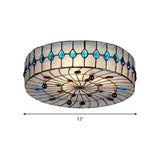 Baroque Blue Corridor Ceiling Flushmount Light With Bubble Glass Shade - 3 Sizes