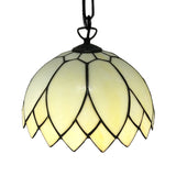 Baroque Black Pendant With Blossom Beige Glass Shade - Kitchen Ceiling Lighting