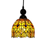 Mediterranean Dragonfly Cut Glass Pendant Light Kit - 1-Light In Black/Red/Yellow For Corridor
