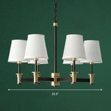 Contemporary Fabric Barrel Pendant Chandelier - 6/8 Lights White Ideal For Living Room
