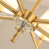Modern Fabric Barrel Chandelier With 6 Brass Lights For Living Room Hanging