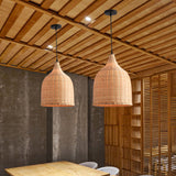 Modern Beige Bamboo Pendant Lamp - 11’/14’/18’ W 1 Light Living Room Ceiling Hanging Fixture