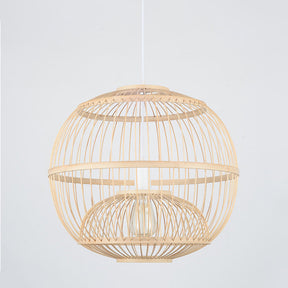 Bamboo Globe Dining Room Pendant Light Fixture - 14’/16’ Dia 1 Modern Style Beige / 14’