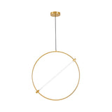 Minimalist Metal Circle Hanging Light - Gold 1-Head Suspended Lighting Fixture 16’/23.5’ Wide