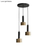 3-Head Brass Grenade Shaped Ceiling Light - Metallic Suspension Fixture