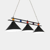 3-Head Conical Metallic Billiard Light - Indoor Island Lighting Fixture In Black/Red/Blue Black / A