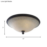 3 - Head Frosted Glass Dome Ceiling Light With Traditional Style And Black Flush Mount