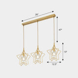 3-Head Nordic Metal Pendant Light - Wire Frame Cluster Ceiling Fixture For Dining Room Gold / A