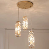 3-Head Pendant Lamp With Crystal Shade - Modern Bedroom Hanging Light In Gold