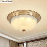 3 - Light Frosted Glass Flush Ceiling Light - Colonial Dome Style Ideal For Bedroom Flushmount