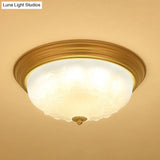 3 - Light Frosted Glass Flush Ceiling Light - Colonial Dome Style Ideal For Bedroom Flushmount