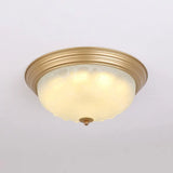 3 - Light Frosted Glass Flush Ceiling Light - Colonial Dome Style Ideal For Bedroom Flushmount