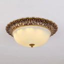 3 - Light Frosted Glass Flush Ceiling Light - Colonial Dome Style Ideal For Bedroom Flushmount