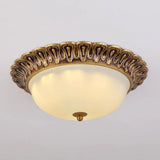3 - Light Frosted Glass Flush Ceiling Light - Colonial Dome Style Ideal For Bedroom Flushmount