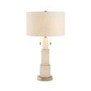 3-Tier Marble Night Lamp: Minimalist Table Light With Pull-Chain Black/White Drum Fabric Shade White