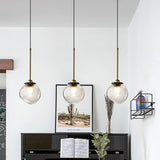 Modern Gold Sphere Hanging Light With Water Glass Shade - 1 Bulb Ceiling Lamp