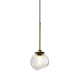 Modern Gold Sphere Hanging Light With Water Glass Shade - 1 Bulb Ceiling Lamp