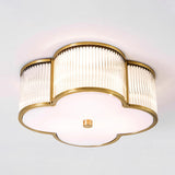 Traditional Gold Crystal Ceiling Mounted Fixture - 4-Light Flush Mount Spotlight