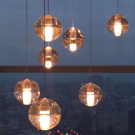 Contemporary Clear Glass Round Ceiling Light Bedside Pendant Fixture