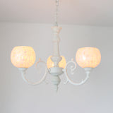 Tiffany Style Shell White Chandelier: Curving Arm Hanging Light Fixture - 3/5/8 Lights 3 /