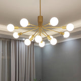 Sleek Sputnik Chandelier: Contemporary 12-Head Brass Pendant Light Fixture