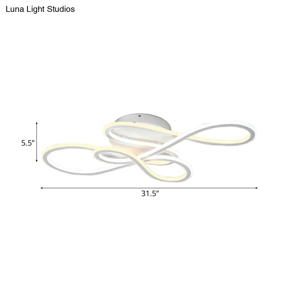 31.5’/39’ Modern Acrylic Led Semi - Flush Ceiling Light - Twisted Design Warm/White For Living Room