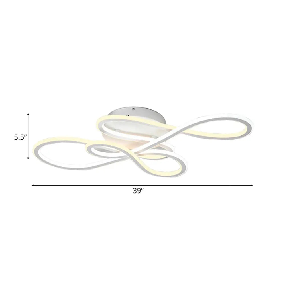 31.5/39 Modern Acrylic Led Semi-Flush Ceiling Light - Twisted Design Warm/White For Living Room