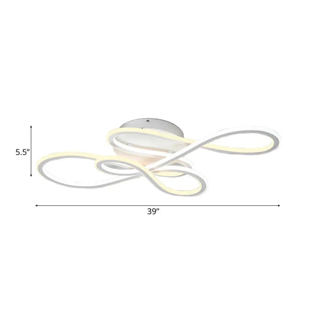 31.5/39 Modern Acrylic Led Semi-Flush Ceiling Light - Twisted Design Warm/White For Living Room