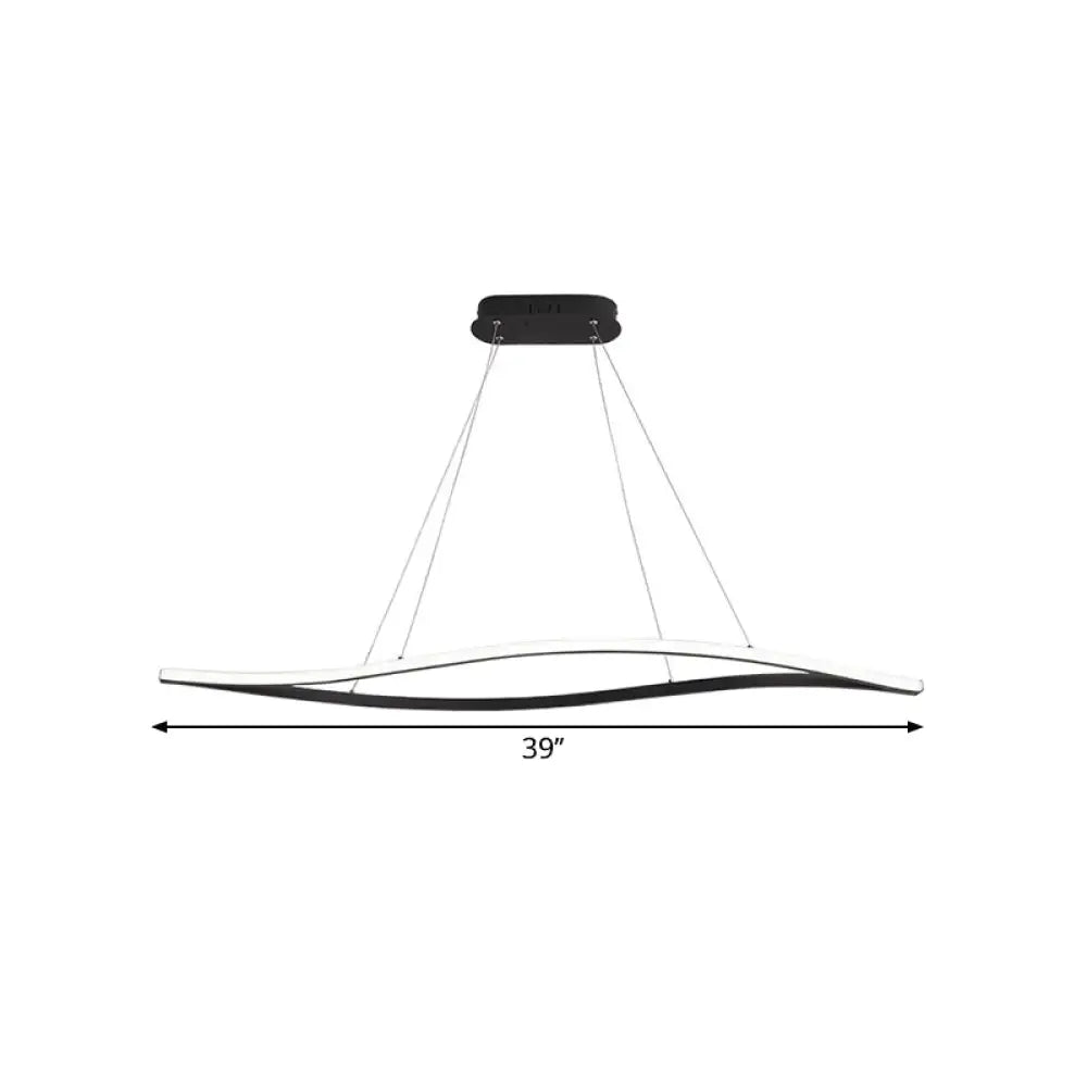 31.5/39 Simple Led Island Lamp With Black Leaf Frame - Ceiling Hang Fixture In Warm/White Light