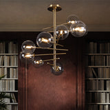 Minimalist Smoke Gray Glass Semi Flush Mount Light With Brass Accents - 6/9 Globe Shaped Fixture