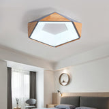 Nordic Style Led Ceiling Lamp Kit In Natural Wood Grey/White/Pink - Warm/White Light 18’/21.5’