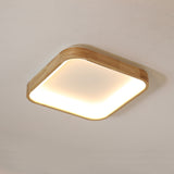 Minimalist Led Flush Ceiling Light With Wood Shade - Warm/White Options 14.5/18.5 Width