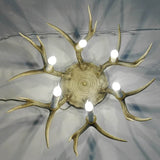 Traditional Brown Antler Dining Room Ceiling Light Fixture - 6/8 Head Resin Flush Mount Lighting