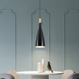 Minimalist Kitchen Pendant Light - Tapered Metal Design 1 Head Down Lighting Black/White/Grey
