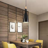 Minimalist Kitchen Pendant Light - Tapered Metal Design 1 Head Down Lighting Black/White/Grey