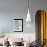 Minimalist Kitchen Pendant Light - Tapered Metal Design 1 Head Down Lighting Black/White/Grey