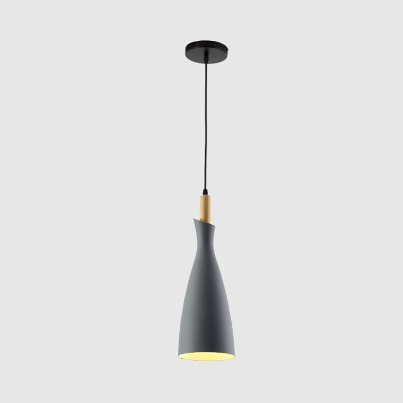 Minimalist Kitchen Pendant Light - Tapered Metal Design 1 Head Down Lighting Black/White/Grey
