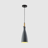Minimalist Kitchen Pendant Light - Tapered Metal Design 1 Head Down Lighting Black/White/Grey