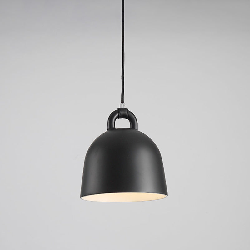 Contemporary Domed Pendant Lamp: Sleek Metal Suspension Lighting For Dining Room - 1 Light Black